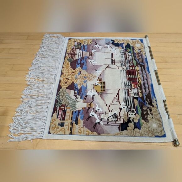 Tibetan Potala Palace Rug w/ Fringe Tapestry Wall Hanging Decor - Picture 3 of 7